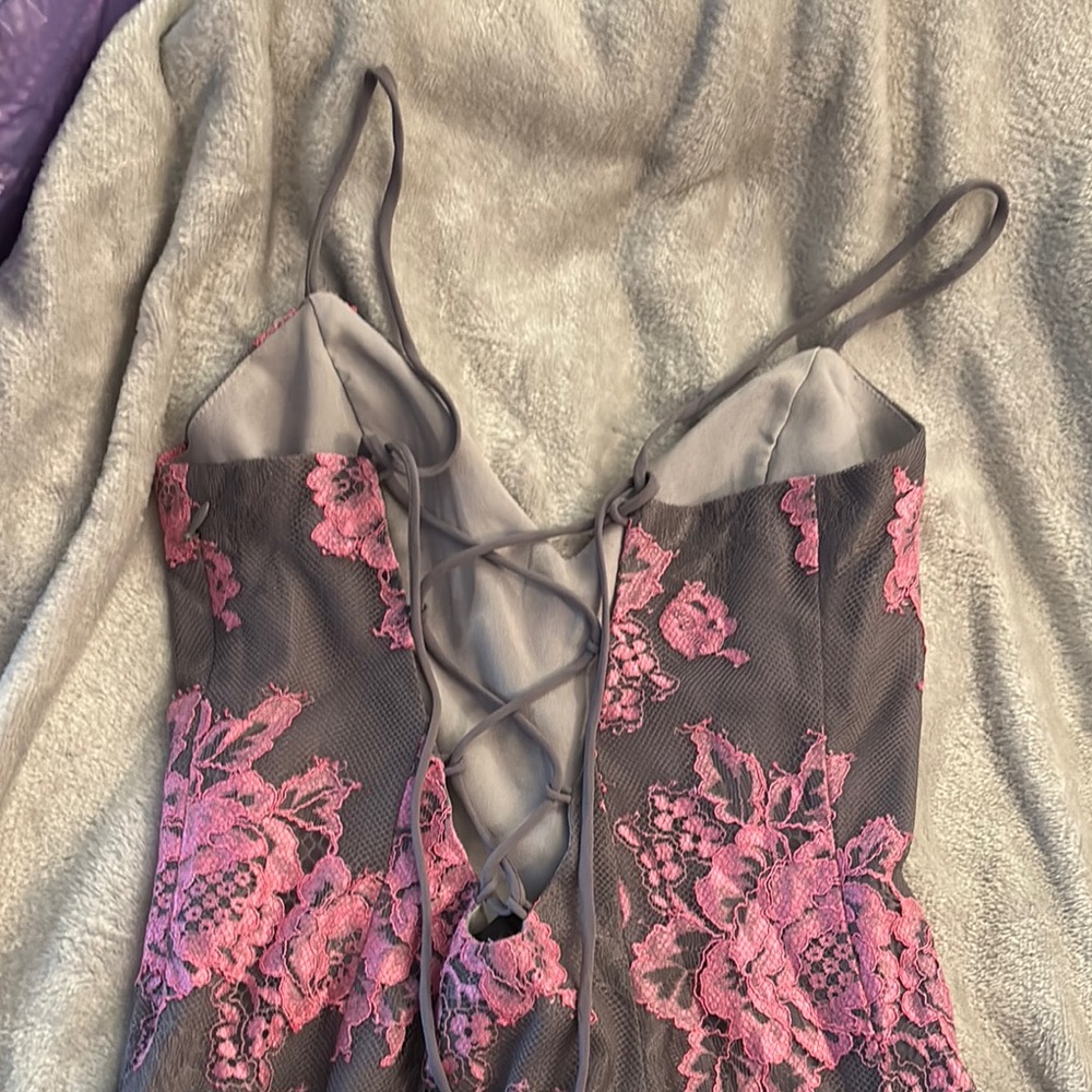 NBD Floral Lace Maxi Dress in Pink and Black - Picture 4 of 5